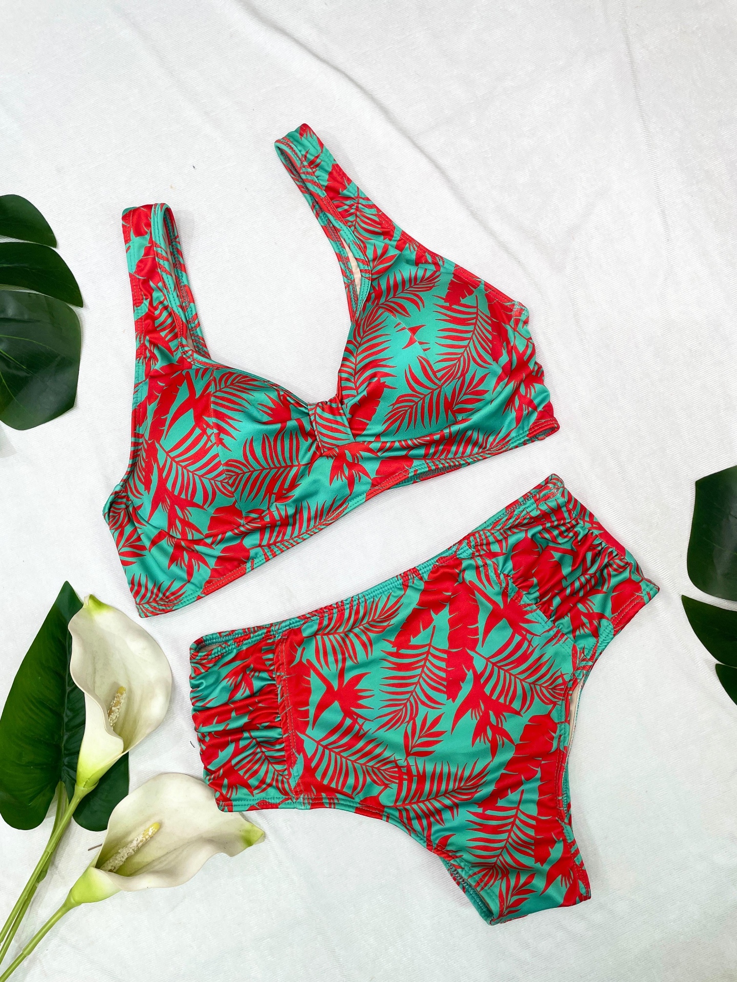 Biquíni Estampado Vermelho e Verde